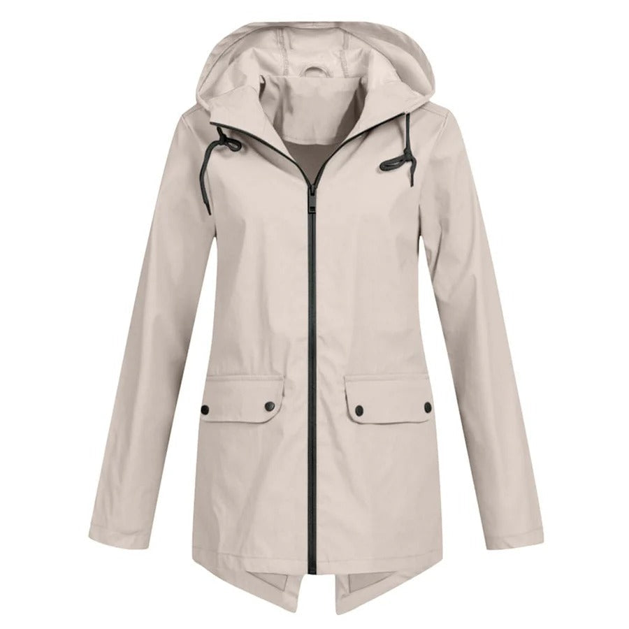 Wasserabweisende Regenjacke Mittellang Kapuze