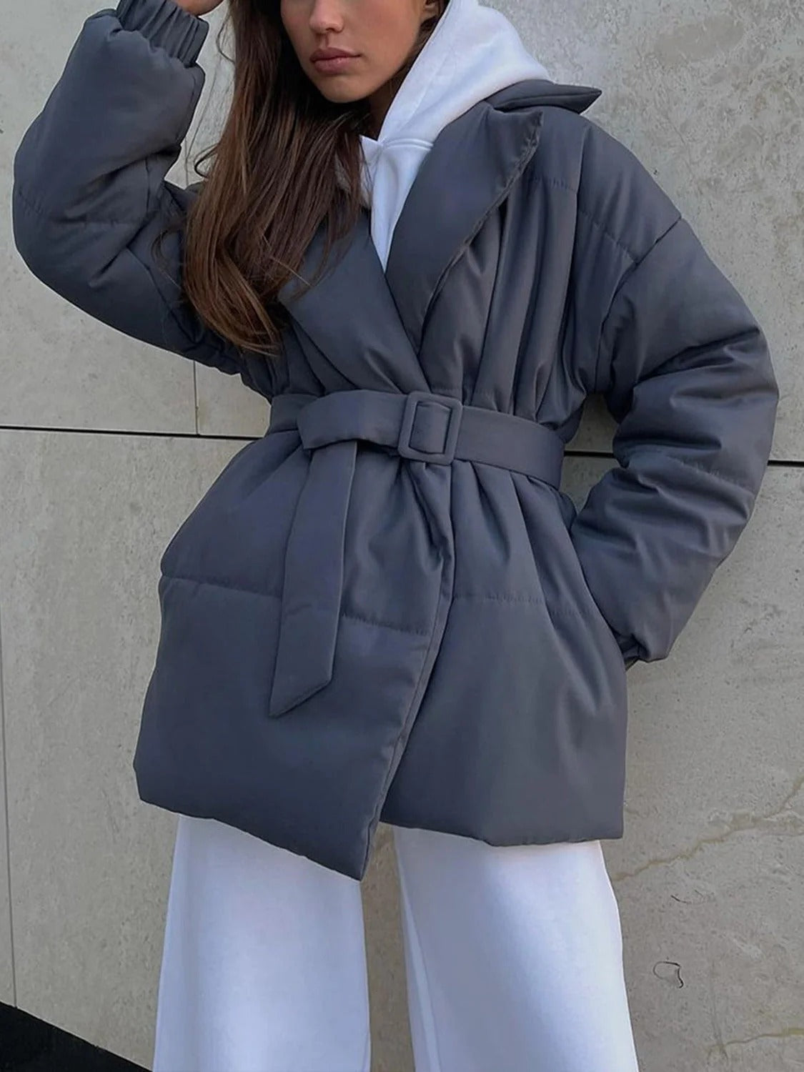 Gürteltaschen Pufferjacke Wickel Stepp Winterjacke - IdealeKleiden