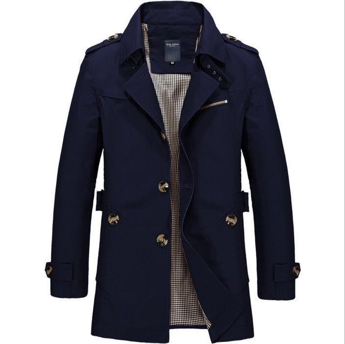 Herren Trenchcoat Lang Wasserfest Elegant - IdealeKleiden