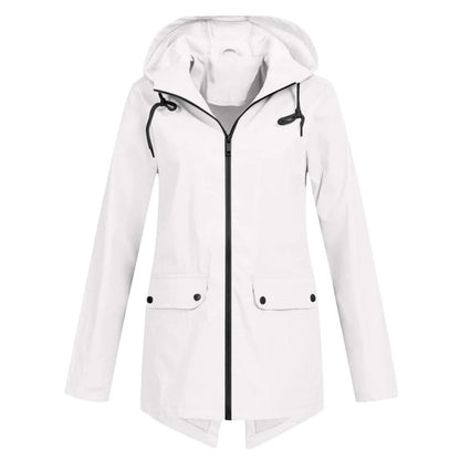 Wasserabweisende Regenjacke Mittellang Kapuze