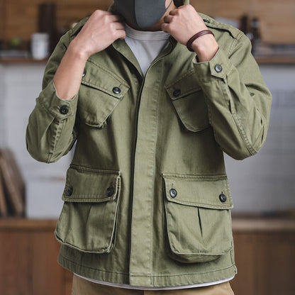 Herren Militärjacke Robust mit Knöpfen