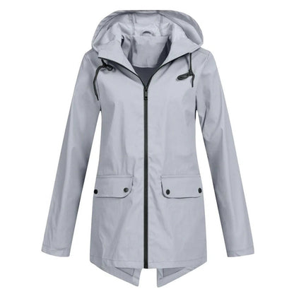 Wasserabweisende Regenjacke Mittellang Kapuze