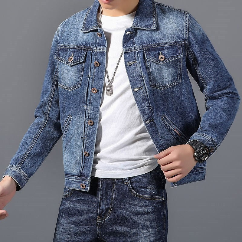Herren Denim Jackett Mit Vordertaschen