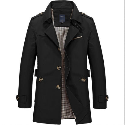 Herren Trenchcoat Lang Wasserfest Elegant
