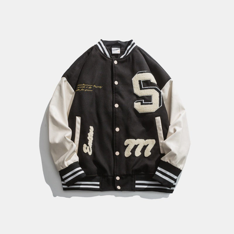 Herren Jacke Stylish Aufnäher Design Leo