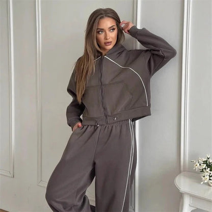 Kapuzenpullover Set mit Hose Übergröße Baumwolle Comfort Fit