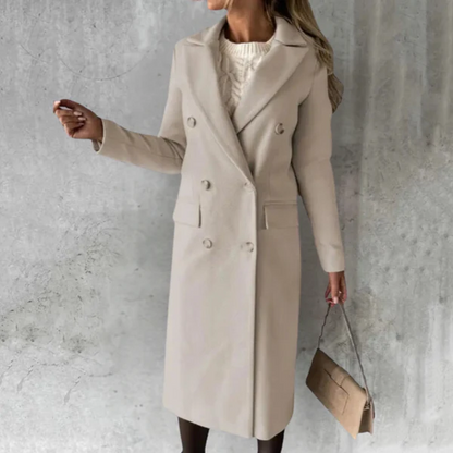 Klassischer Trenchcoat Damen Wolle Taillierte Passform