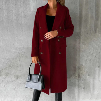 Klassischer Trenchcoat Damen Wolle Taillierte Passform