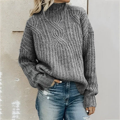 Große Damenkleid Wollmix Oversized Kabelstrick
