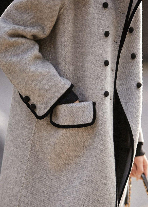 Eleganter Trenchcoat Wolle Maßanfertigung Doppelreiherschließe - IdealeKleiden