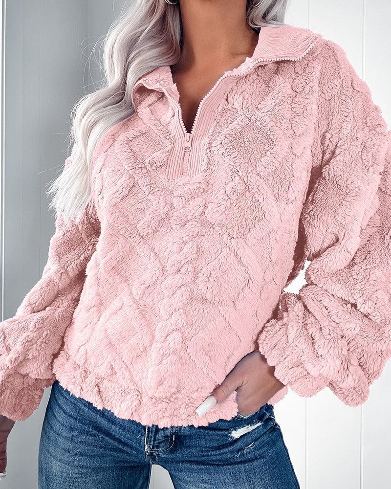Weiche Faux-Fur-Sweater Damen Entspannt Passform - IdealeKleiden