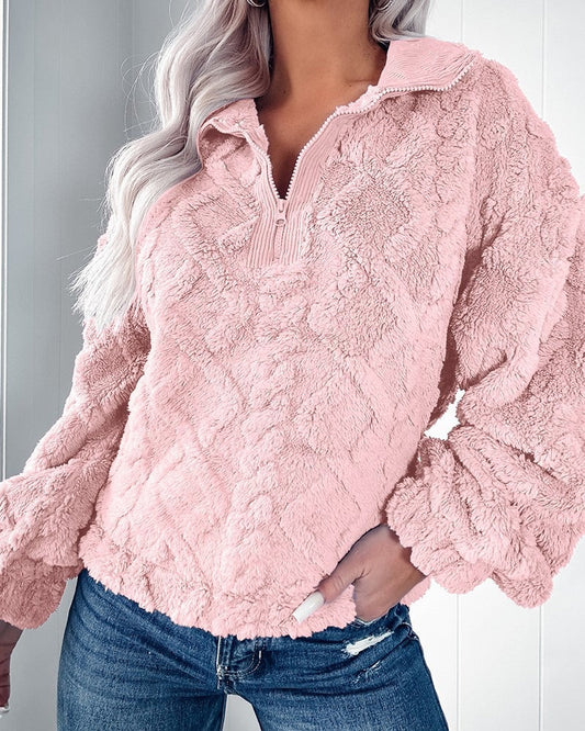 Weiche Faux-Fur-Sweater Damen Entspannt Passform - IdealeKleiden
