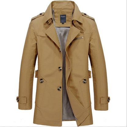Herren Trenchcoat Lang Wasserfest Elegant