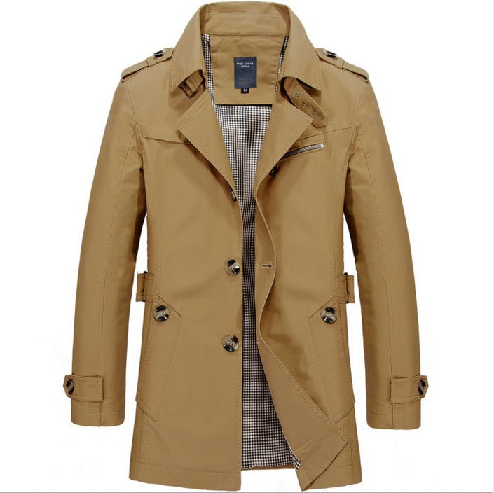 Herren Trenchcoat Wasserdicht Elegant