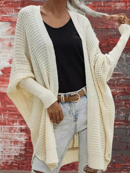 Große Strickjacke Waffelmuster Offen mit Langarm
