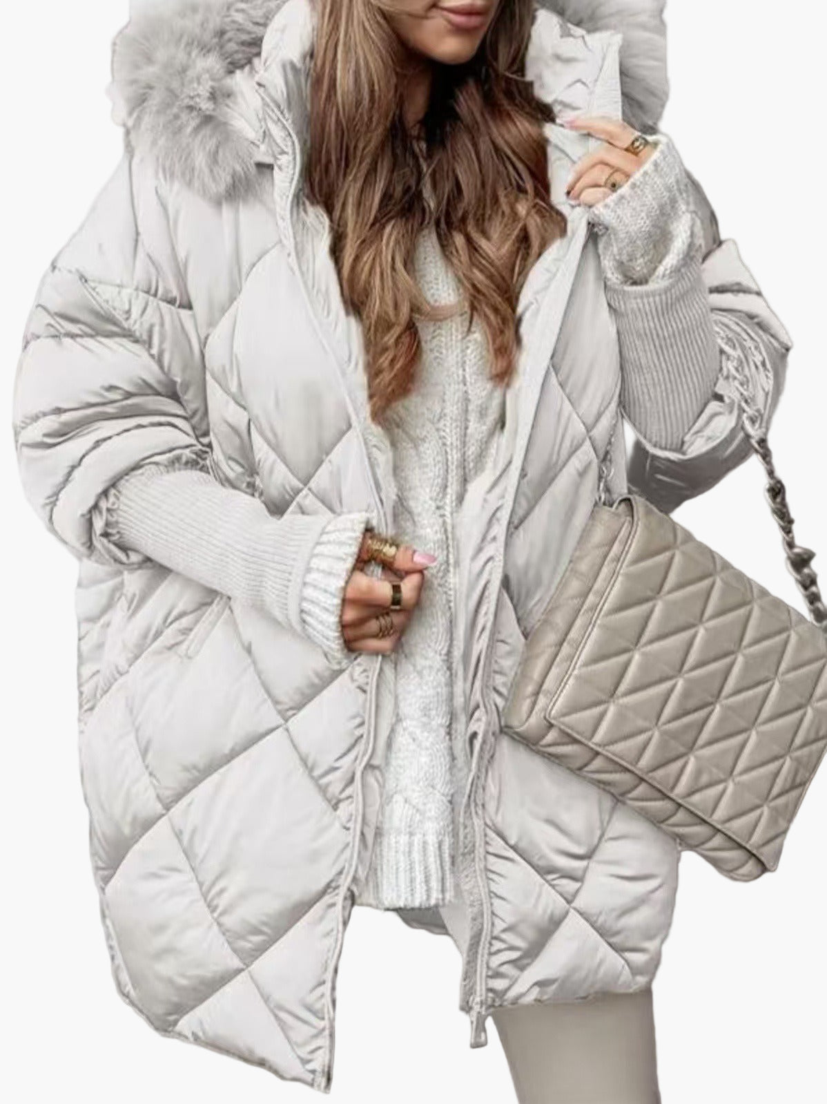 Wintersteppjacke Oversize Kapuze Warm