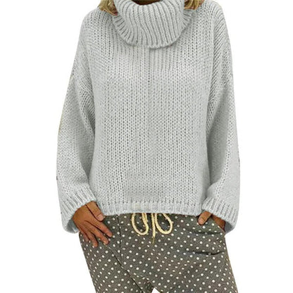 Großes Oversized Kleid Dickstrick Hochkragen Rippensaum