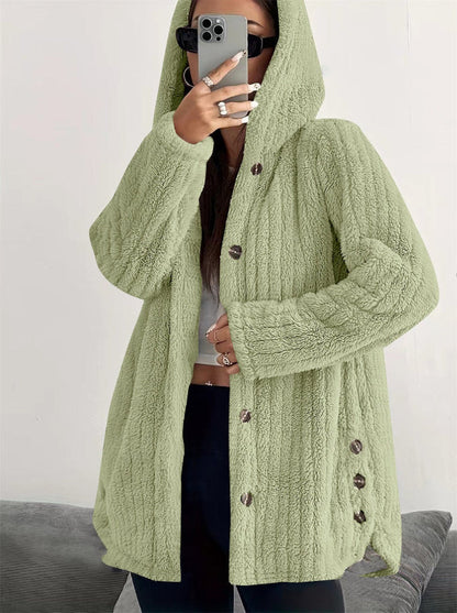 Weiche Damenjacke Teddy Look Kapuze