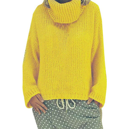 Großes Oversized Kleid Dickstrick Hochkragen Rippensaum