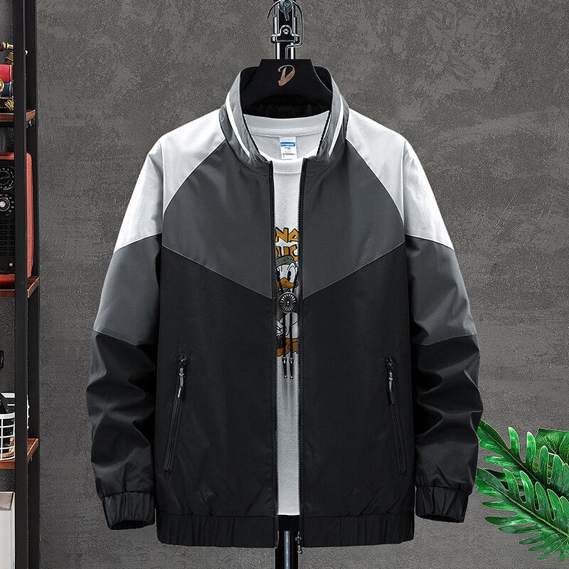 Sportive Jacke Farbblock Muster Reißverschluss
