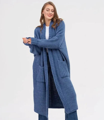 Große Strickjacke Übergröße Wollig Lang mit XXL Taschen