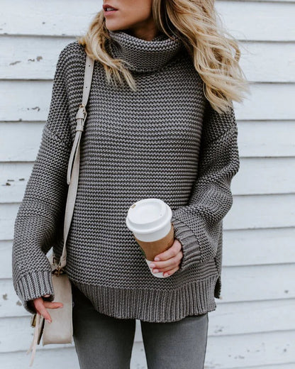 Weite Strickjacke Oversized Langärmlig Hochkragen