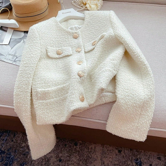 Stylische Damenjacke Boucle Kurz Modern - IdealeKleiden