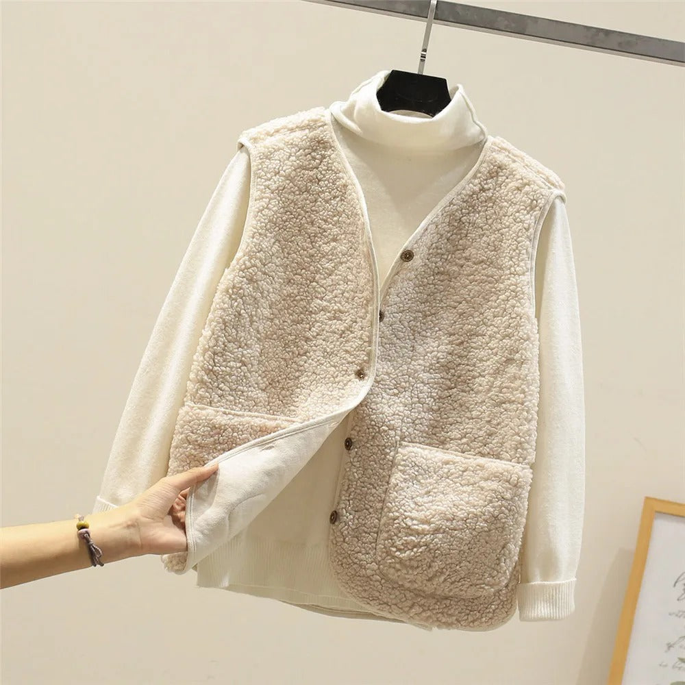 Damenschal Gilet Fleece Jacke Warm Locker - IdealeKleiden