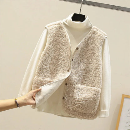 Damenschal Gilet Fleece Jacke Warm Locker - IdealeKleiden
