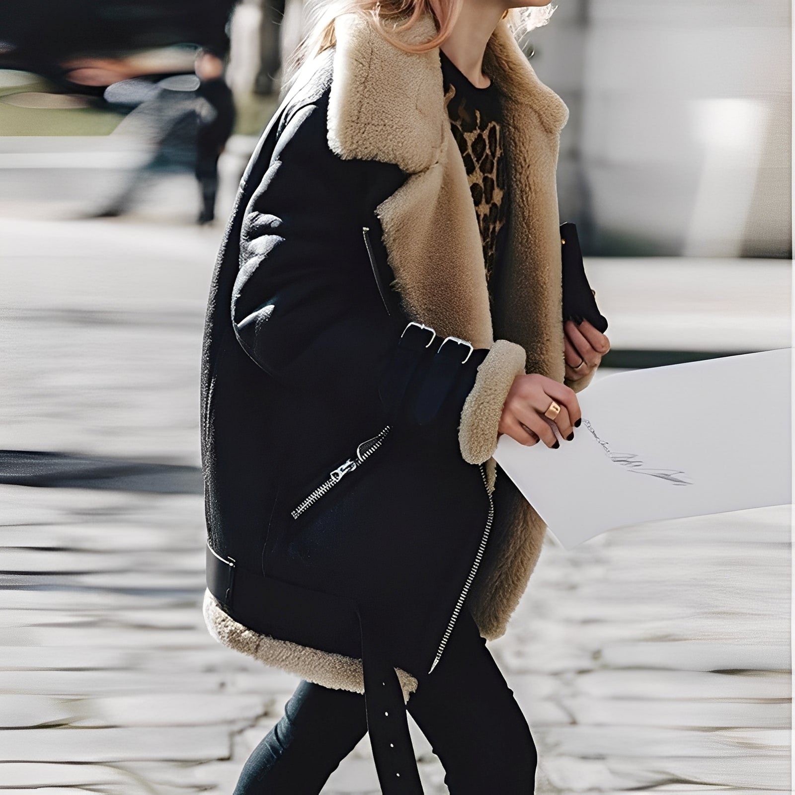 Stylische Damen Lederjacke Elegant - IdealeKleiden