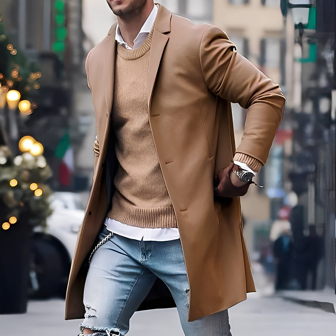 Eleganter Herren Trenchcoat Reverskragen - IdealeKleiden