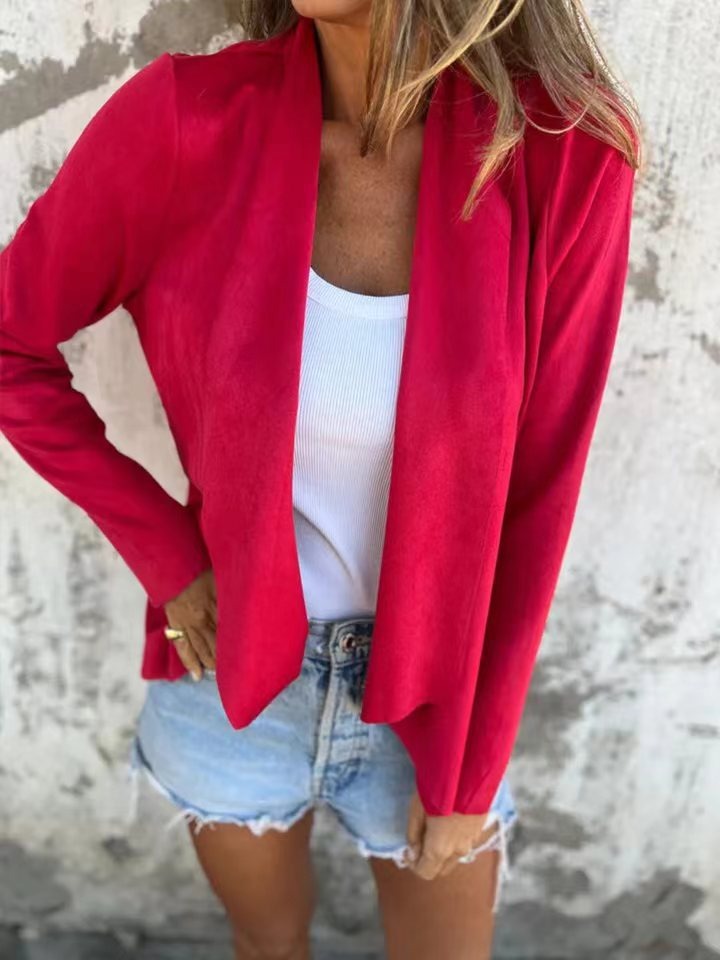 Lässige Strickjacke Weich Wildleder Optik