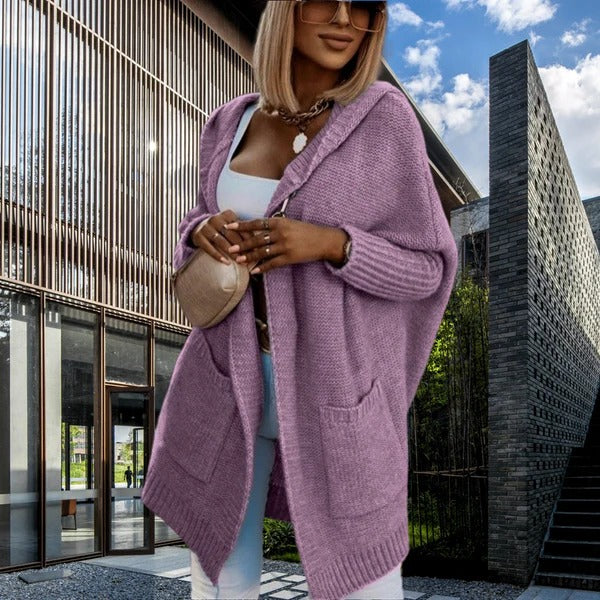 Große Strickjacke Kapuze mit Taschen