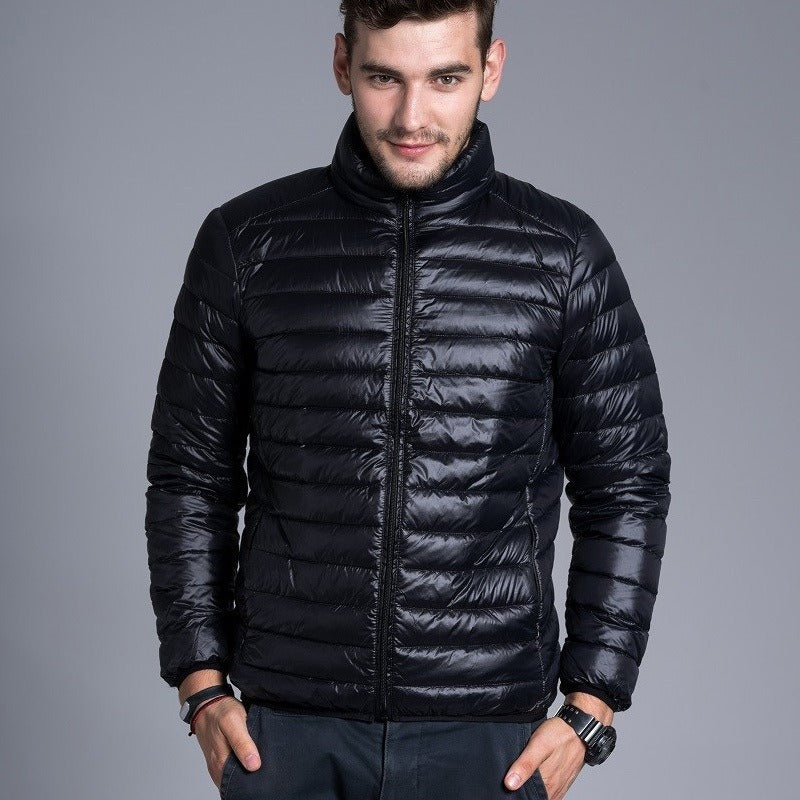 Herren Steppjacke Kapuze Reißverschluss Warm