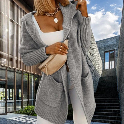 Große Strickjacke Kapuze mit Taschen