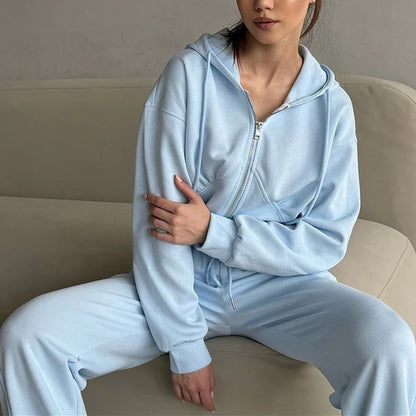 Bequemes Loungewear Set Kapuzenpullover Jogginghose Weich Baumwolle