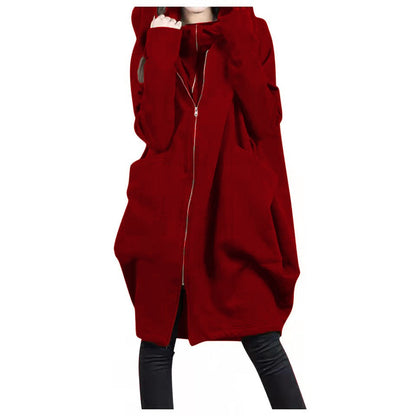 Damen Mantel Oversized Kapuze Weich