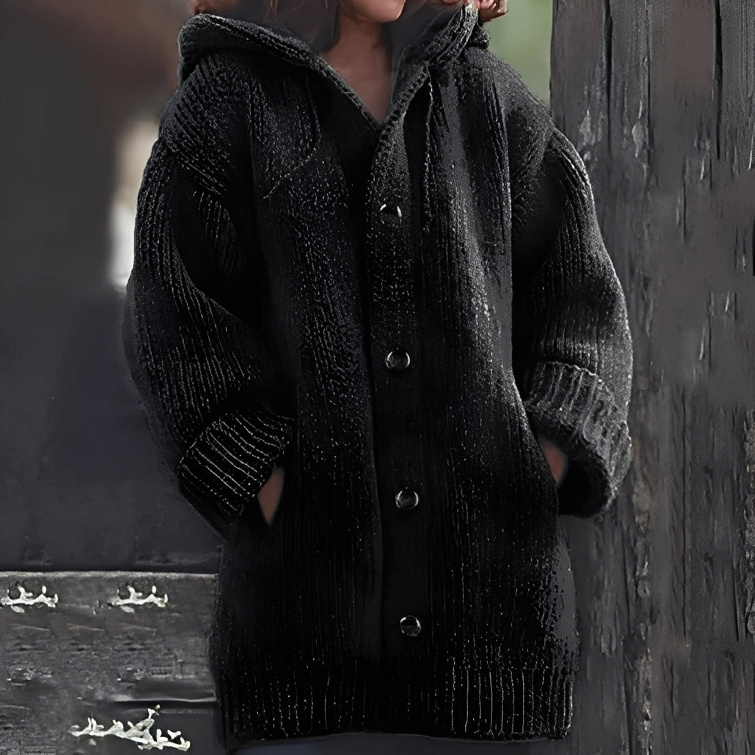 Damenschal Cardigan Kapuze Bequem