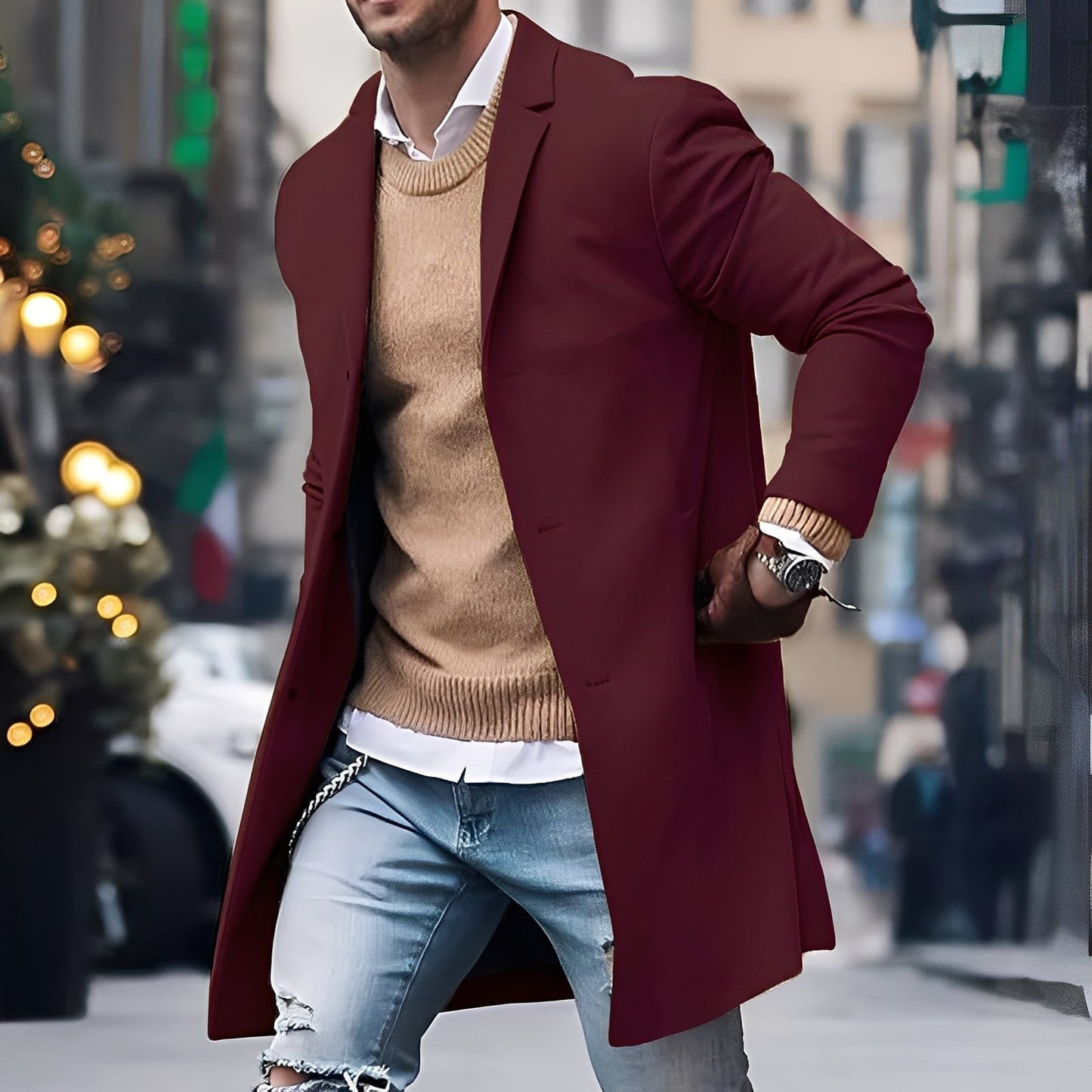 Eleganter Herren Trenchcoat Reverskragen