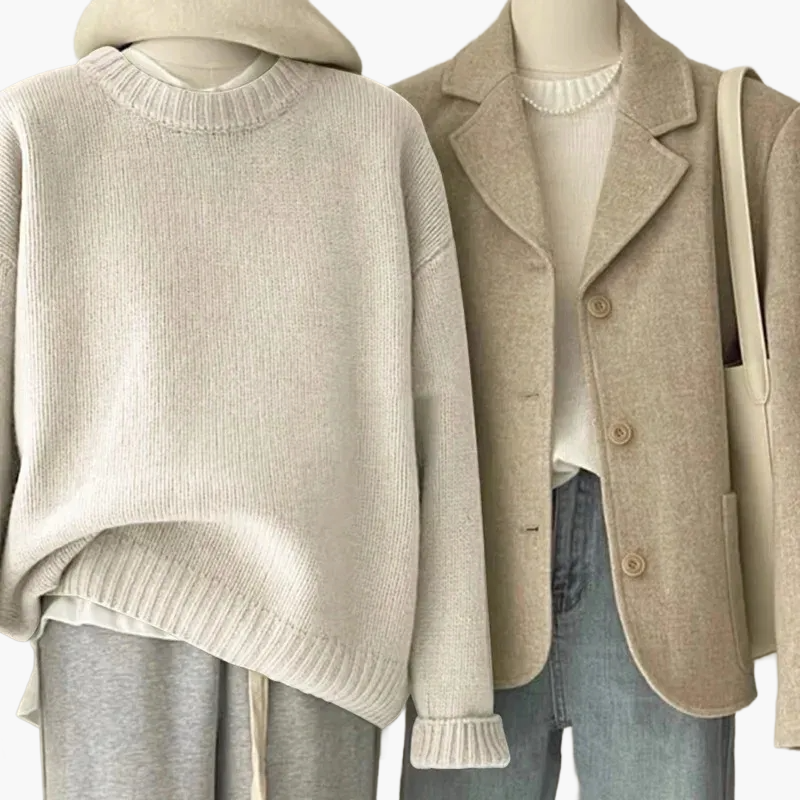 Retro Kleidungsset Japanischer Look - Strickpullover und Blazer