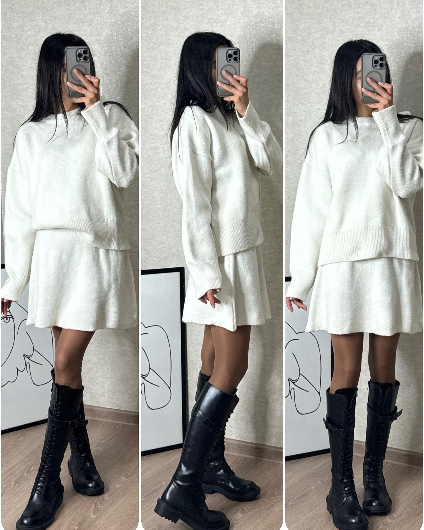 StrickOutfit Herbst Winter Modisch Elegant