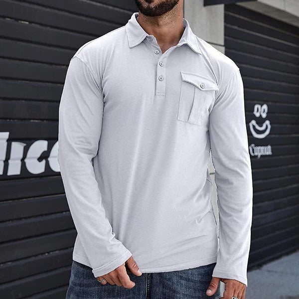 Herren Hemd Slim Fit Langarm Baumwolle Stehkragen