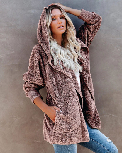 Bequeme Damen Teddyweste Mit Kapuze Große Größen