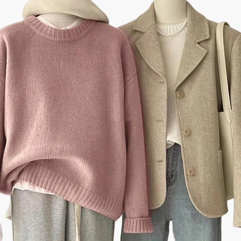 Retro Kleidungsset Japanischer Look - Strickpullover und Blazer