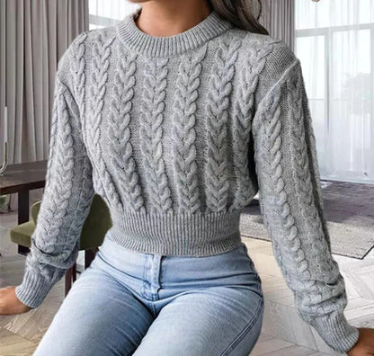 Elegante Strickkleid Klassisch Weich Zopf Muster