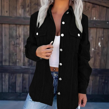 Herren Shirtjacke Cord Großzügig Knopfverschluss Lagenlook - IdealeKleiden
