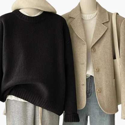Retro Kleidungsset Japanischer Look - Strickpullover und Blazer