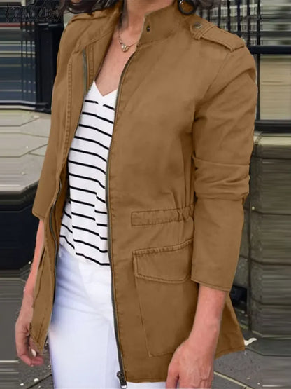 Bequeme Cargojacke Relaxed Fit Baumwolle Reißverschluss - IdealeKleiden