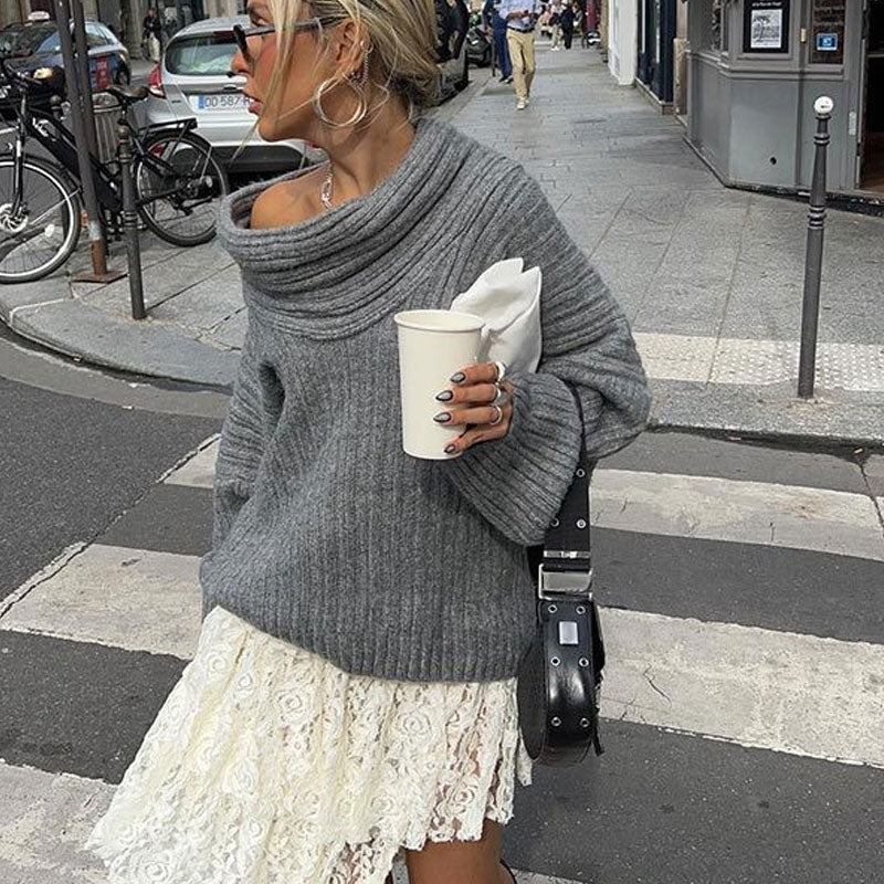 Weicher Oversized Pullover Off-Shoulder Look - IdealeKleiden