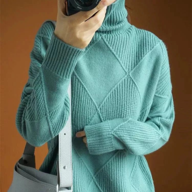 Stylische Damenpullover Ripp-Turtleneck-Design